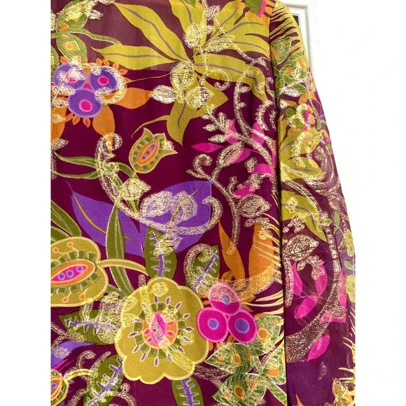 Garfinckel's Washington Stunning 1960'sVintage Multicolor ,gold sheen Maxi dress - Picture 2 of 9